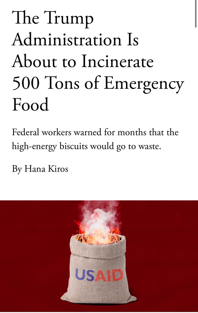 SenatorAndyKim's tweet image. The Trump Administration is going to incinerate enough food to feed 1.5 million children a week.
Let it sink in that they're choosing to let 1.5 million children go hungry EVERY week.
The continued dismantling of USAID and foreign assistance is a disgrace.…
