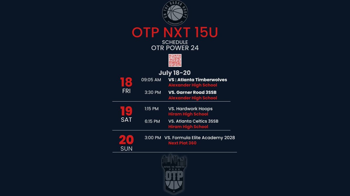 Check out <a href="/OTPNXT2028/">OTP NXT 2028</a>  schedule this weekend.  Looking forward to some great competition in the <a href="/OTRHoops/">On the Radar Hoops Events</a> tournament.