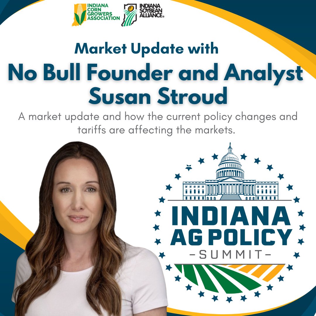 INSoybean's tweet image. Looking for market insight without the fluff? @SusanNOBULL will deliver a straight-shooting market update at 10:20 a.m. on July 30 at the Boone County Fairgrounds. Don't miss the 2025 Indiana Ag Policy Summit: bit.ly/DontMissSpeake…
#soypolicy