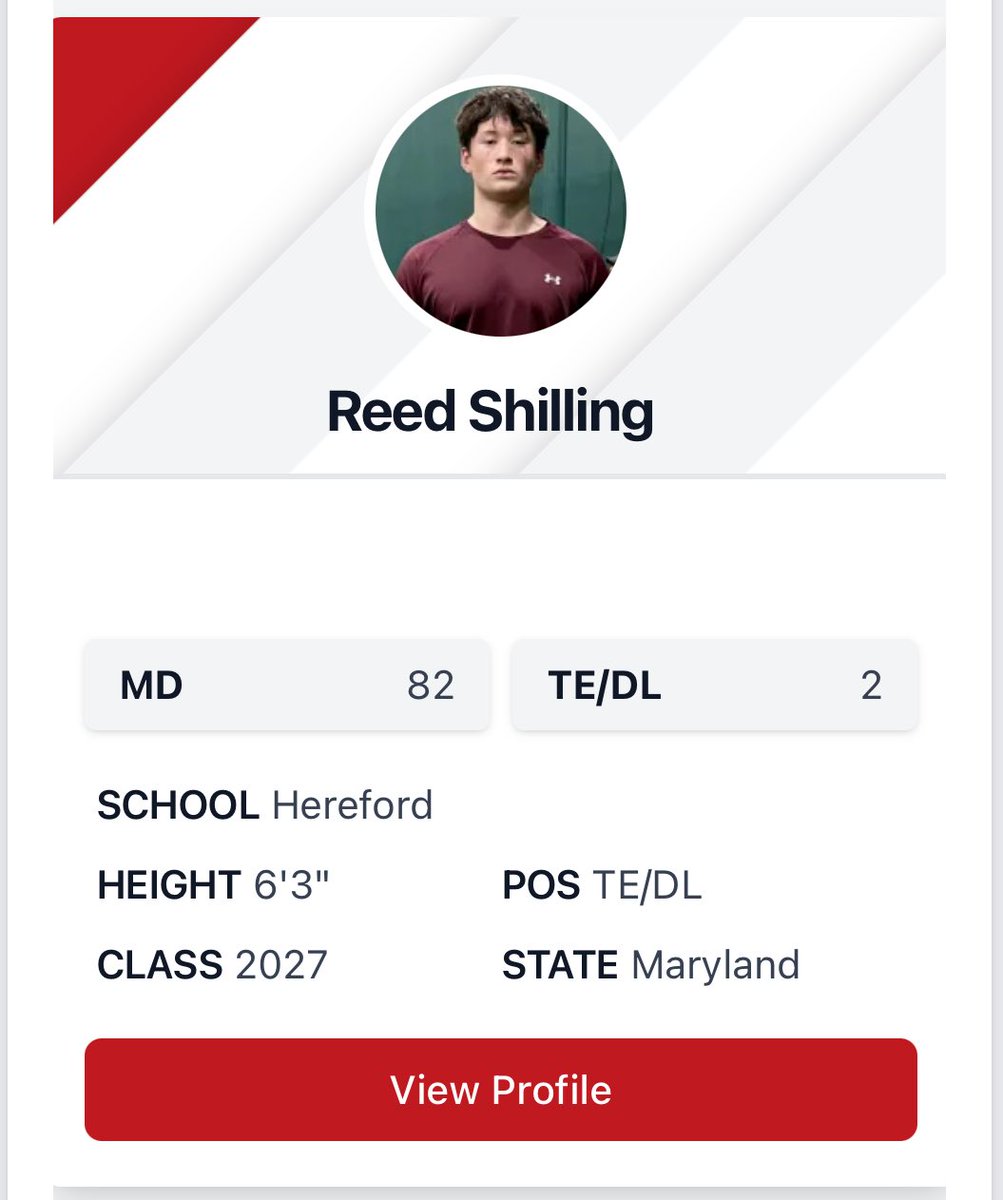 Honored to be moved up to #2 c/o ‘27 TE in MD/DE/DC in the latest <a href="/PrepRedzoneMD/">Prep Redzone Maryland</a> rankings. Thank you for the recognition!
<a href="/PrepRedzone/">Prep Redzone 🏈</a> <a href="/tdhald/">Todd Haldis</a> <a href="/PRZVicCastillo/">VicCastilloPRZ</a> <a href="/EdOBrienCFB/">EdOBrienCFB</a> <a href="/QB_Factory/">Quarterback Factory</a> <a href="/QBCoachBaucia/">Chris Baucia</a> <a href="/HHSBullsFB/">Hereford High School Football</a>