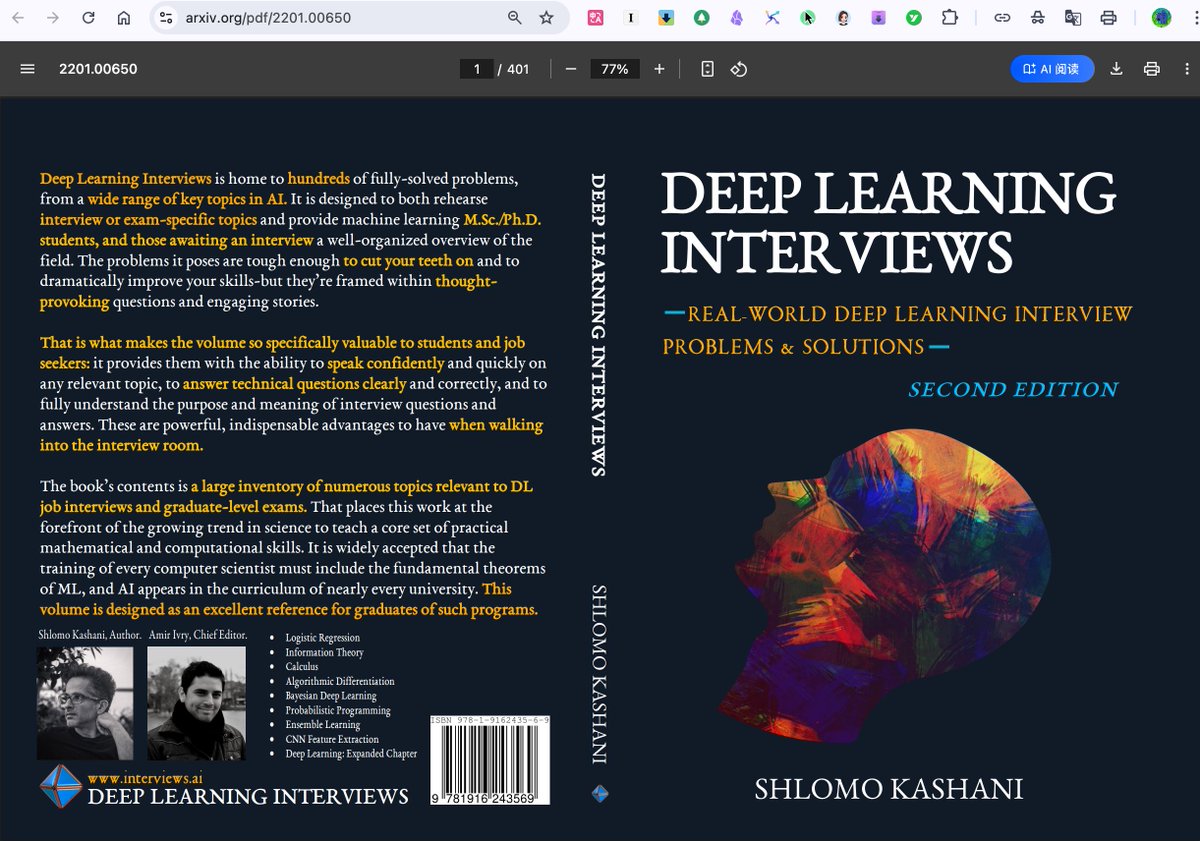 Changbeihai's tweet image. arXiv不但有预印本论文📑
还有预印的书📖
非常精美，质量很高🏢
👈左边这本讲神经网络，👉右边深度学习