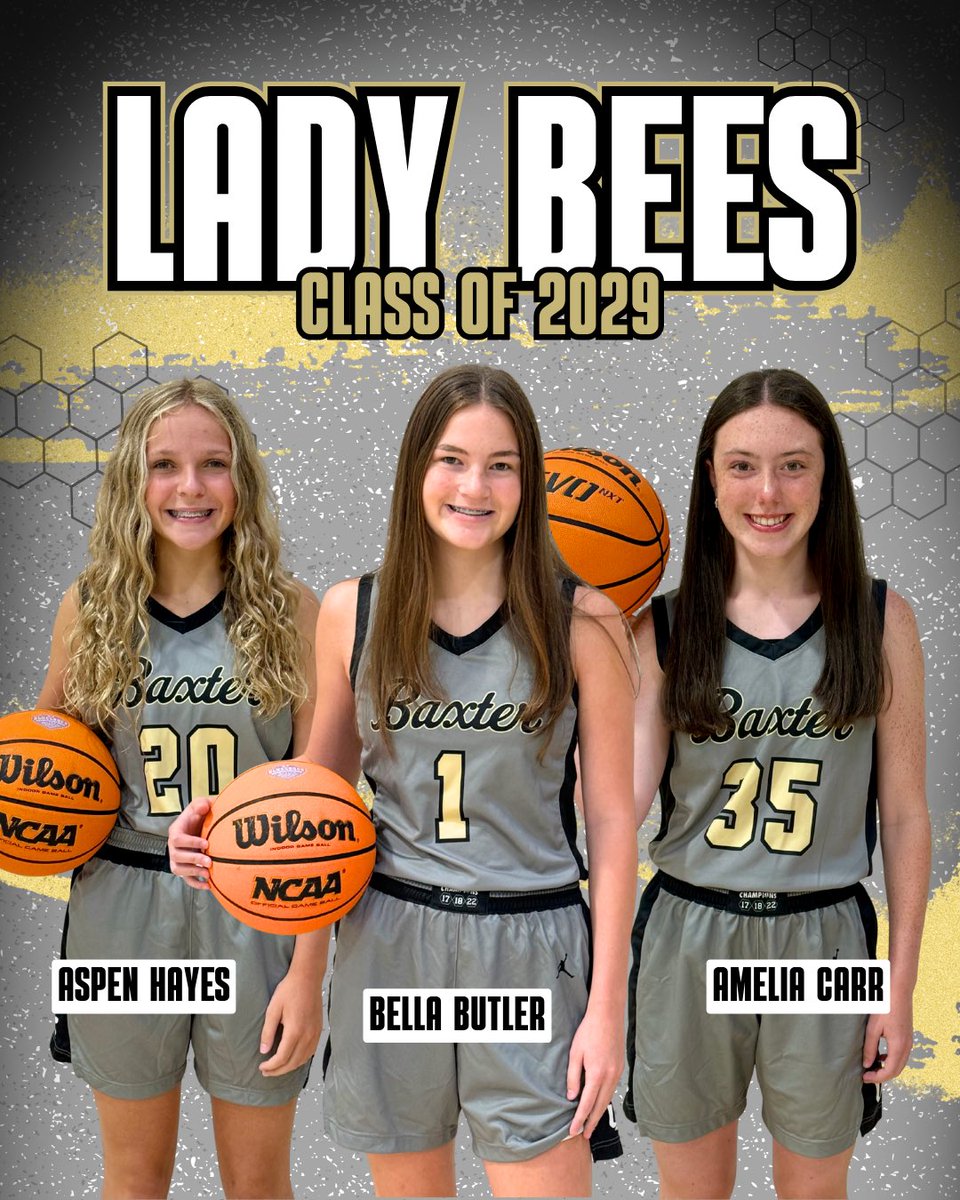 uppermanhoops's tweet image. Fresh look at our Fresh Lady Bees for the first time in the Lady Bee jersey! Help us welcome Aspen, Bella, and Amelia to the squad! 🐝🏀 #GoldStateOfMind
