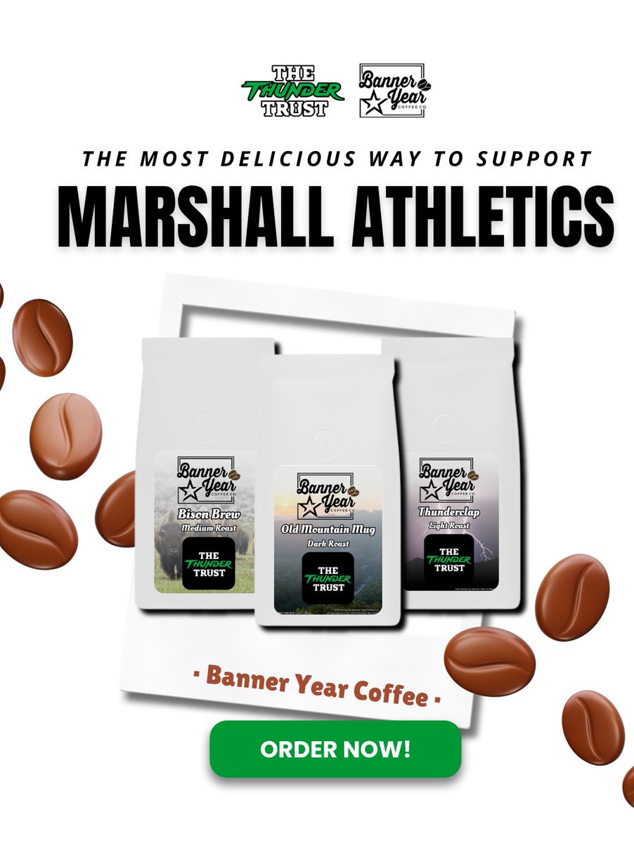 TheThunderTrust's tweet image. Fuel Herd Nation with every sip! ☕💚 Every @banneryearcoffee purchase supports Marshall athletes through The Thunder Trust. Shop now: vist.ly/3y78e 🦬 #WeAreMarshall #NIL