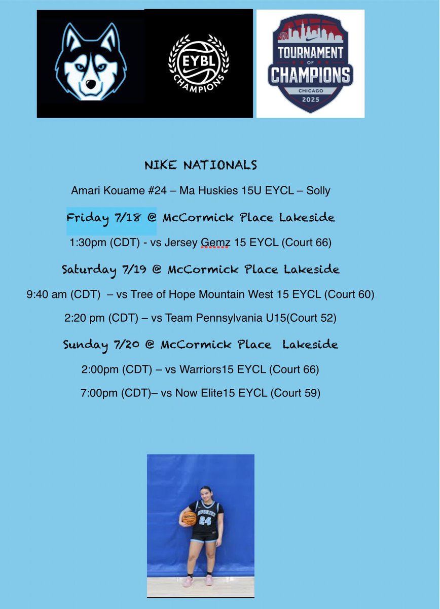 Amari Kouame ๐๐จ๐ฎ๐ฎ๐ช๐ฉ๐ชโฝ๏ธ (@kouameamari) on Twitter photo Last tournament of the season in Chicago <a href="/niketoc/">Nike Tournament of Champions</a> with my team <a href="/MAHuskies/">MA_Huskies</a> <a href="/SollyCoach/">CoachSolly</a> can't wait to finish the season strong!! <a href="/JrAllStarBB/">Jr. All-Star Girls Basketball</a> <a href="/PGHNewEngland/">Prep Girls Hoops New England</a> <a href="/GirlsHoopSeries/">Girls Hoops Series</a> <a href="/ProspectShowcse/">Prospect_ShowcaseWBB</a> <a href="/NikeGirlsEYBL/">Nike Girls EYBL</a> Last tournament of the season in Chicago <a href="/niketoc/">Nike Tournament of Champions</a> with my team <a href="/MAHuskies/">MA_Huskies</a> <a href="/SollyCoach/">CoachSolly</a> can't wait to finish the season strong!! <a href="/JrAllStarBB/">Jr. All-Star Girls Basketball</a> <a href="/PGHNewEngland/">Prep Girls Hoops New England</a> <a href="/GirlsHoopSeries/">Girls Hoops Series</a> <a href="/ProspectShowcse/">Prospect_ShowcaseWBB</a> <a href="/NikeGirlsEYBL/">Nike Girls EYBL</a>
