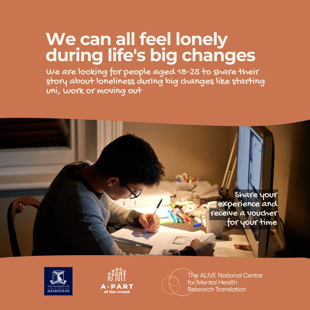 A-Part of the Crowd is inviting young people aged 18-25 to share their stories of loneliness during big life transitions. Submissions can be in any format &amp; contributors get a gift card for each meaningful submission!

Find out more: bit.ly/4nwUZOq