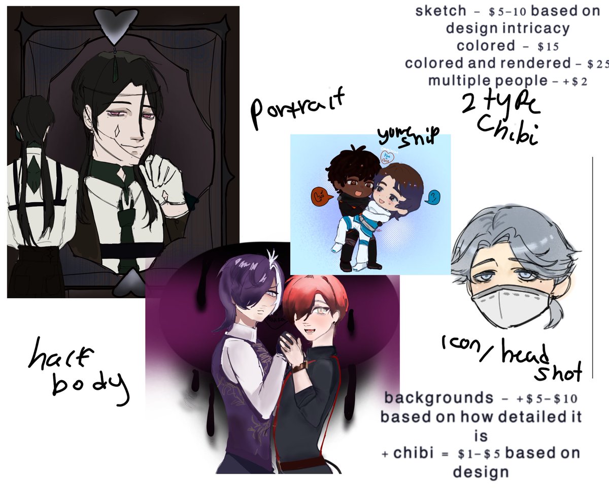 linkcluk's tweet image. refreshed comm sheet feat my vtuber designs i guess. it looks alot cleaner