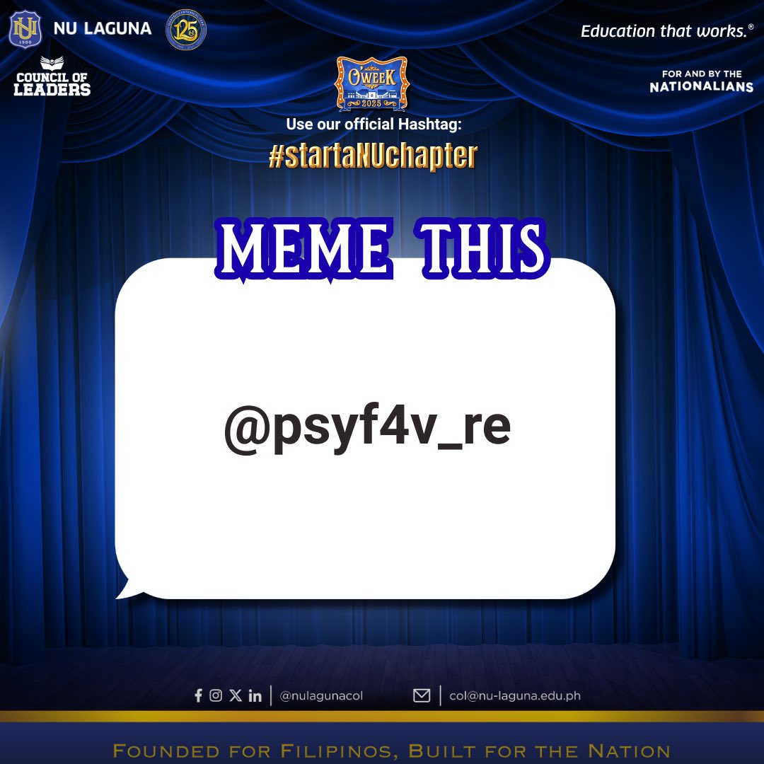 🎉Congratulations to our Twitter Party winners! 🥳

Check your DMs for details on how to claim your prizes! 

#startaNUchapter #OWeek2025 #NULaguna