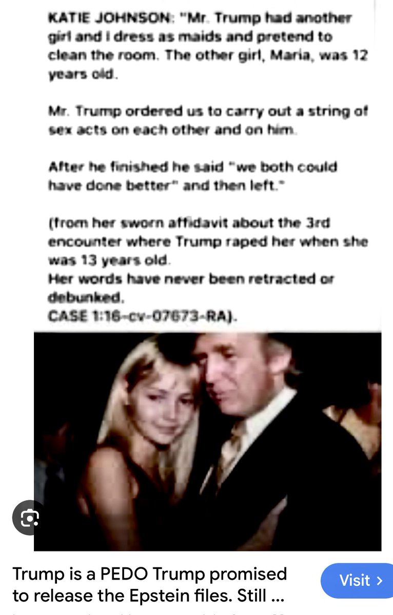 BigBlueWaveUSA's tweet photo. @TheRickWilson With Pam Bondi ordered  to disappear the #EpsteinFiles/#TrumpPedoFiles, the rumor I’m most interested in is since MAGA now knows Trump is protecting himself…they want Katie Johnson to appear publicly and repeat her #TrumpEpstein story because *now* they’re ready to listen. https://t.co/moX0noHIdG