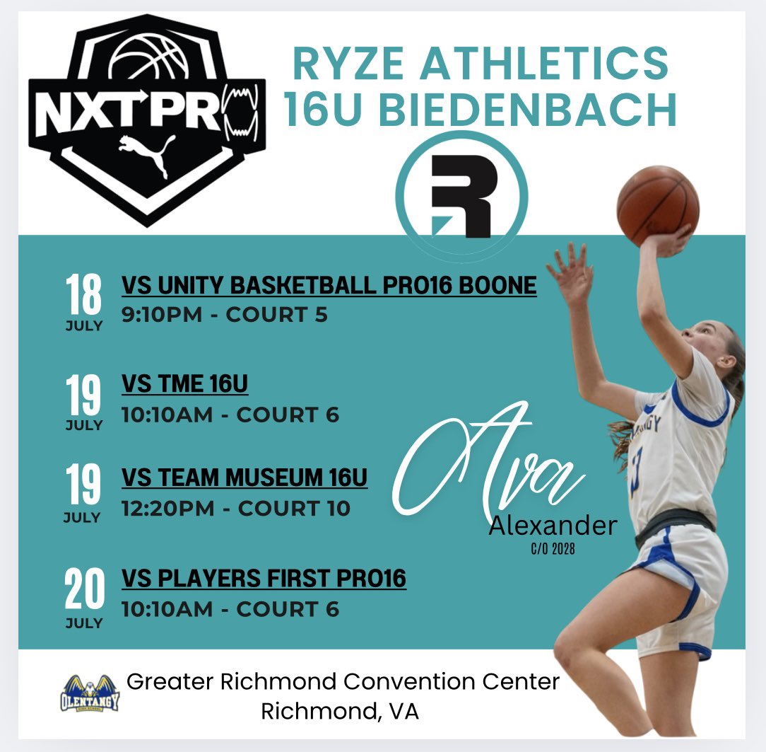Ava Alexander (@alexandera2028) on Twitter photo My schedule for <a href="/PRO16G/">NXTPRO Girls League</a> Live period in Richmond! <a href="/PRO16League/">PRO16/NXTPRO League</a> <a href="/PUMAHoops/">PUMA Basketball</a> <a href="/RyzeAthletics/">RYZE Athletics</a> <a href="/MBied1/">Matt Biedenbach</a> <a href="/EVC32/">Coach V</a> <a href="/klarkeransome21/">klarke_ransome</a> <a href="/ProspectShowcse/">Prospect_ShowcaseWBB</a> <a href="/JrAllStarBB/">Jr. All-Star Girls Basketball</a> <a href="/esportsvisuals/">๐๐ก๐๐ฉ๐ ๐๐ฅ๐ค๐ง๐ฉ๐จ ๐๐๐จ๐ช๐๐ก๐จ</a> <a href="/coachbeechum/">Derrick Beechum</a>
<a href="/CoachKhalilS/">Khalil Shakir ๐</a>
<a href="/MattReynolds___/">Matt Reynolds</a> <a href="/PGH_Ohio/">Prep Girls Hoops Ohio</a> My schedule for <a href="/PRO16G/">NXTPRO Girls League</a> Live period in Richmond! <a href="/PRO16League/">PRO16/NXTPRO League</a> <a href="/PUMAHoops/">PUMA Basketball</a> <a href="/RyzeAthletics/">RYZE Athletics</a> <a href="/MBied1/">Matt Biedenbach</a> <a href="/EVC32/">Coach V</a> <a href="/klarkeransome21/">klarke_ransome</a> <a href="/ProspectShowcse/">Prospect_ShowcaseWBB</a> <a href="/JrAllStarBB/">Jr. All-Star Girls Basketball</a> <a href="/esportsvisuals/">๐๐ก๐๐ฉ๐ ๐๐ฅ๐ค๐ง๐ฉ๐จ ๐๐๐จ๐ช๐๐ก๐จ</a> <a href="/coachbeechum/">Derrick Beechum</a>
<a href="/CoachKhalilS/">Khalil Shakir ๐</a>
<a href="/MattReynolds___/">Matt Reynolds</a> <a href="/PGH_Ohio/">Prep Girls Hoops Ohio</a>