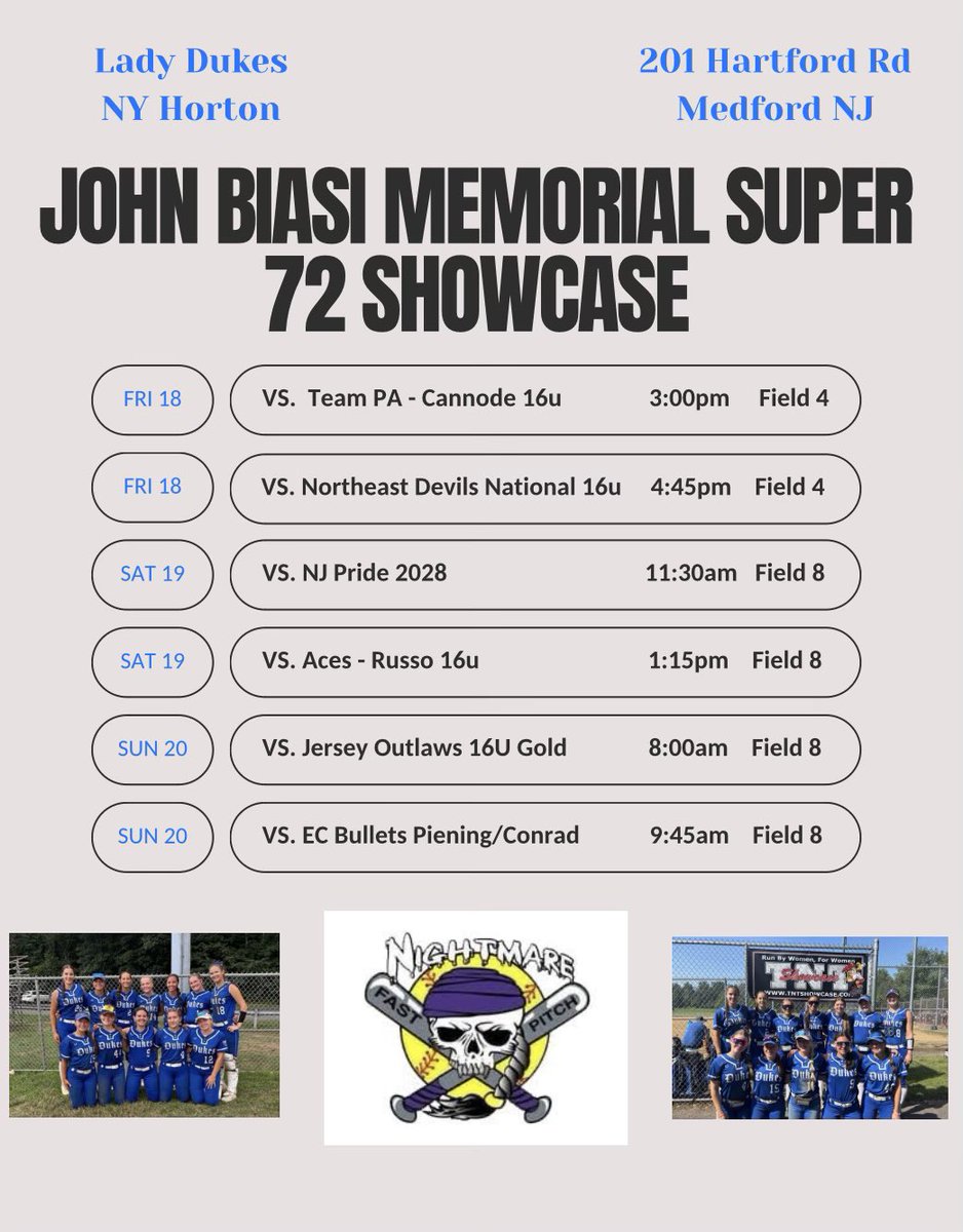 Headed to Medford,NJ for our last showcase of the season! John Biasi Memorial Super 72 Showcase. 💙🤍