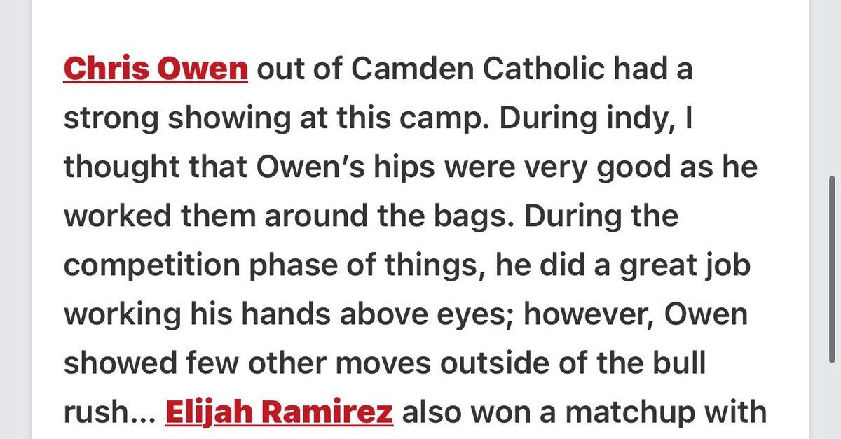 chris_owen215's tweet image. Thank you @BrendanScoutsNJ for the write-up and evaluation at @ScoutNickP PSR Camp. Grateful for the opportunity to compete and keep improving! 🏈🔥 #PSRCamp #StudentAthlete #PrepRedzone

@CoachMHendricks @FBCGilliam @Dragons_AD @KingswayWrestle @22Boosters @PrepRedzoneNJ…
