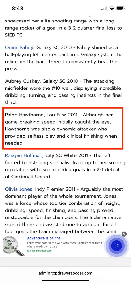 paigeahawthorne's tweet image. Thank you @TopDrawerSoccer!  Honored to be featured and truly appreciate the kind words. Very grateful for my incredible teammates and coaches. @GAcademyLeague