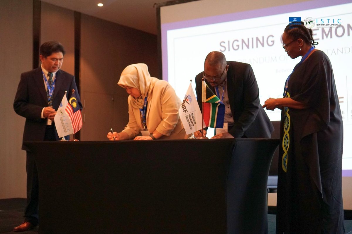 istic_unesco's tweet image. 🌍🤝 On July 16, @ISTIC_UNESCO & @NRF_News signed an MoU in KL to boost joint research, capacity building & knowledge sharing in STI for sustainable development. 🇲🇾🇿🇦 #SouthSouthCooperation #STI #Sustainability
🔗 lnkd.in/d2sw-Gdf