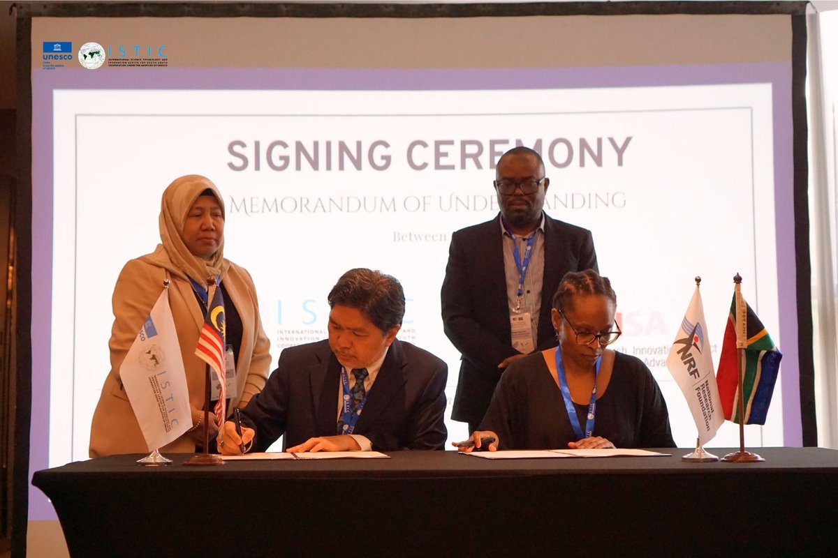 istic_unesco's tweet image. 🌍🤝 On July 16, @ISTIC_UNESCO & @NRF_News signed an MoU in KL to boost joint research, capacity building & knowledge sharing in STI for sustainable development. 🇲🇾🇿🇦 #SouthSouthCooperation #STI #Sustainability
🔗 lnkd.in/d2sw-Gdf