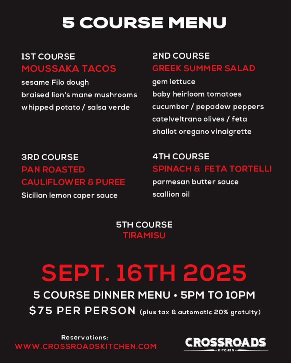 Crossroads Kitchen (@crossroads) on Twitter photo Please join us for a special evening with guest Chefs, <a href="/catcora/">Cat Cora</a> and <a href="/chefmarcmurphy/">Chef Marc Murphy</a> . This one time event at our Melrose location is in September and we know it will sell out quickly so we are giving this one an early start to reserve. Book here: bit.ly/4nT17R7 Please join us for a special evening with guest Chefs, <a href="/catcora/">Cat Cora</a> and <a href="/chefmarcmurphy/">Chef Marc Murphy</a> . This one time event at our Melrose location is in September and we know it will sell out quickly so we are giving this one an early start to reserve. Book here: bit.ly/4nT17R7