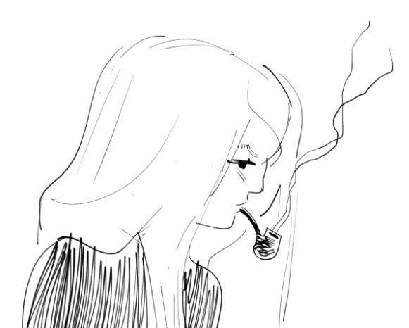 i love to draw people looking sideways. this is dana from hobtown mystery stories, a comic you should be reading!