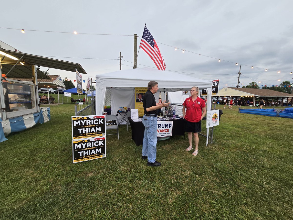JohnMyrickforMD's tweet image. It was my pleasure to come out to the Urbana Carnival, in spite of the skies opening up. 🙂 I want to thank Cindy Rose of the Republican Women of Frederick County for hosting us. I'll be back in Frederick County very soon.