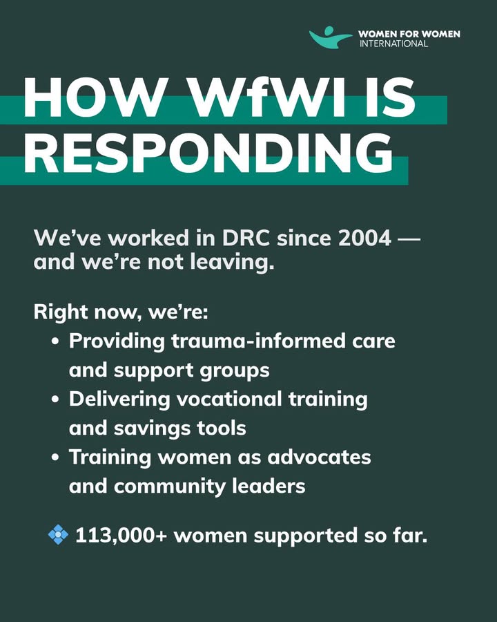 🚨 What’s happening in the Democratic Republic of Congo?

Women face mass displacement, rising sexual violence, and deepening crisis.

We’ve been on the ground since 2004 — responding and rebuilding: womenforwomen.org/where-we-work/…

#DRC #CongoCrisis #WomenInConflict