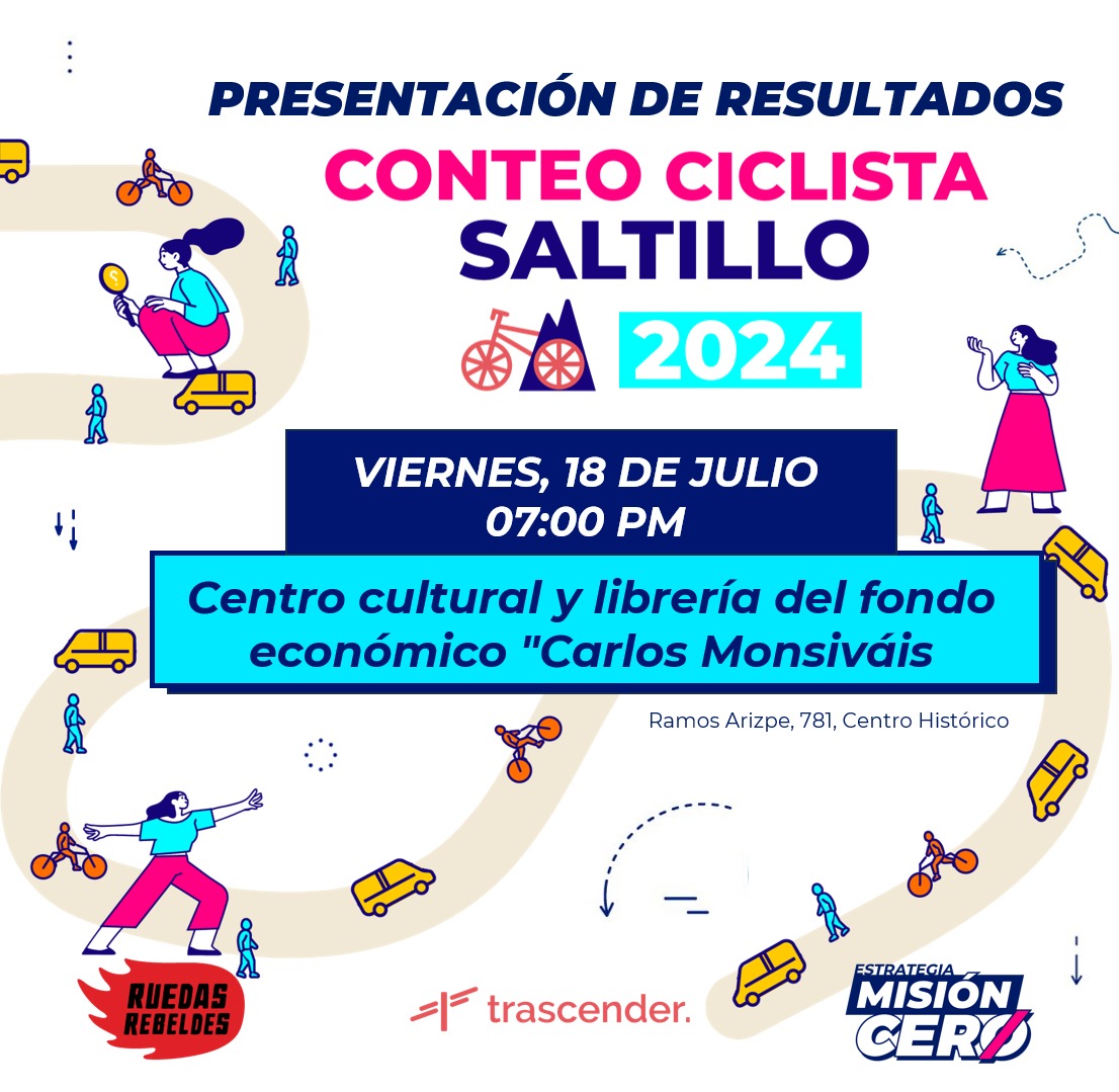 ✨ Este viernes presentamos los resultados del #ConteoCiclista Saltillo 🚴🏽‍♂️ en el Centro Cultural y Librería del Fondo Económico "Carlos Monsiváis". 

Bienvenidas todas y todos para conocer los resultados de este ejercicio colaborativo con <a href="/TrascenderSlt/">Trascender Saltillo A.C.</a> y <a href="/ruedasrebeldes/">Ruedas Rebeldes</a> 😎.
