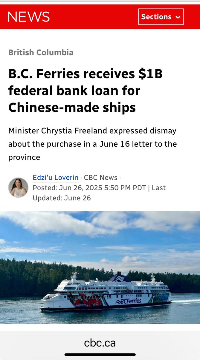 Will you tell this to Minister Robertson &amp; the Canada Infrastructure Bank? It is financing at below market rates the outsourcing of Canadian steel, aluminum &amp; shipbuilding jobs to a Chinese state owned shipyard!