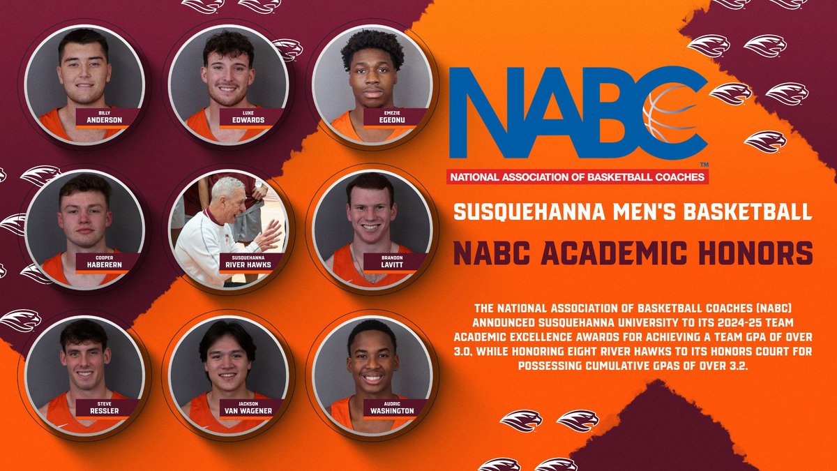 MBB | (NEWS) Men's Basketball Earns NABC Academic Team Honors, Eight Tabbed to Honors Court

#ALLIN x #GOSUSQU x SURIVERHAWKS.COM

suriverhawks.com/news/2025/7/17…