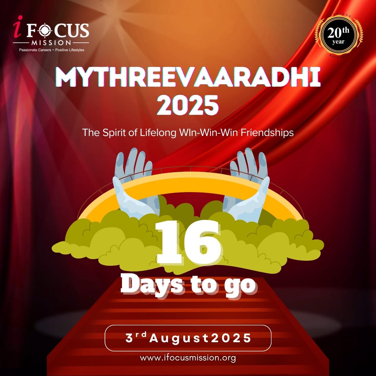 i_FocusMission's tweet photo. The countdown has begun! Just 16 days until we come together to celebrate purpose, clarity, and empowerment at Mythree Vaaradhi — the bridge that connects like-minded, driven individuals who are ready to create a ripple of transformation in their lives and for our nation.
#iFocus https://t.co/GIv2X2bE82