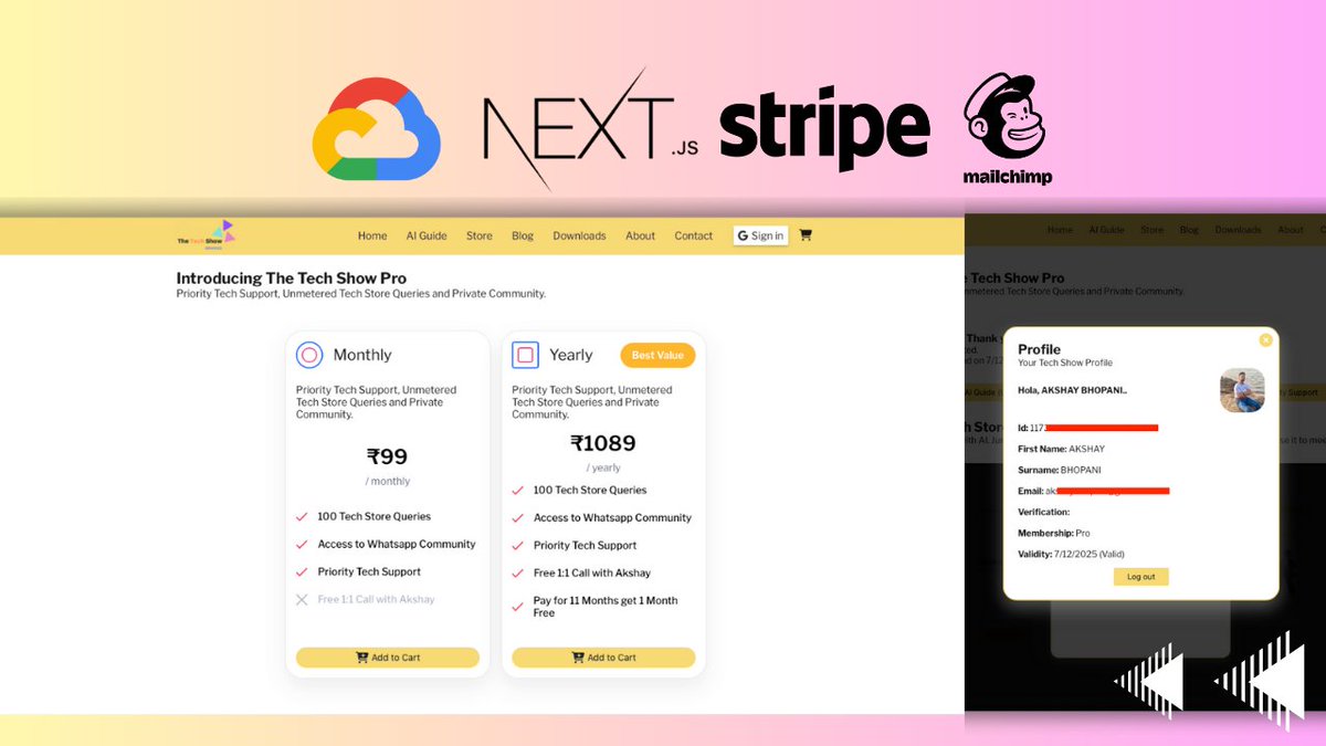 AKSHAYBHOPANI's tweet photo. This is how I build a Subscription Web App with NextJs, Google Cloud, Stripe & Intuit Mailchimp.
https://t.co/zQH9DEW3R7
#build #dev #tech #blog #steps #guide #architecture #thetechshow https://t.co/o6osl95mTb