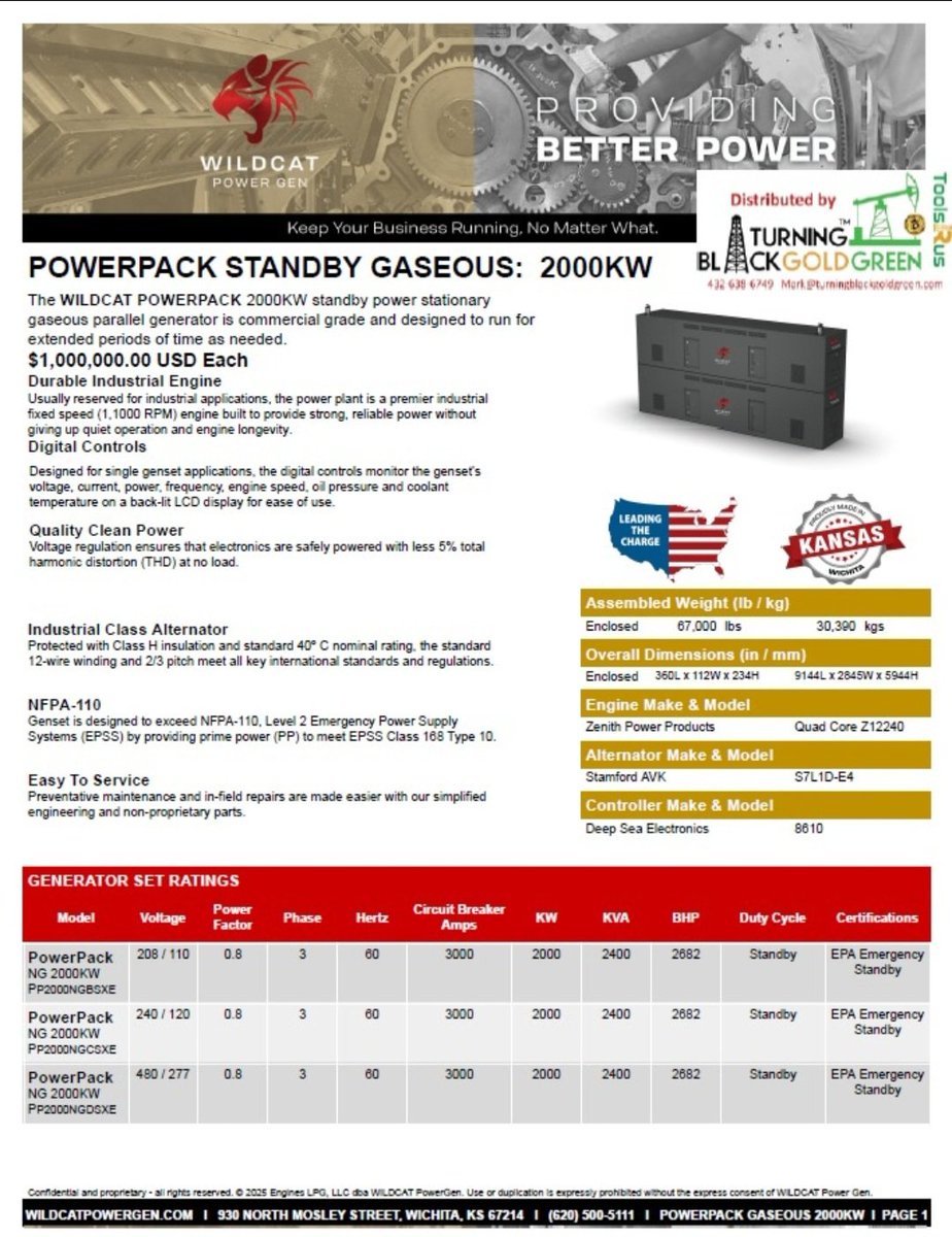 Our new 2 mw nat gas genset