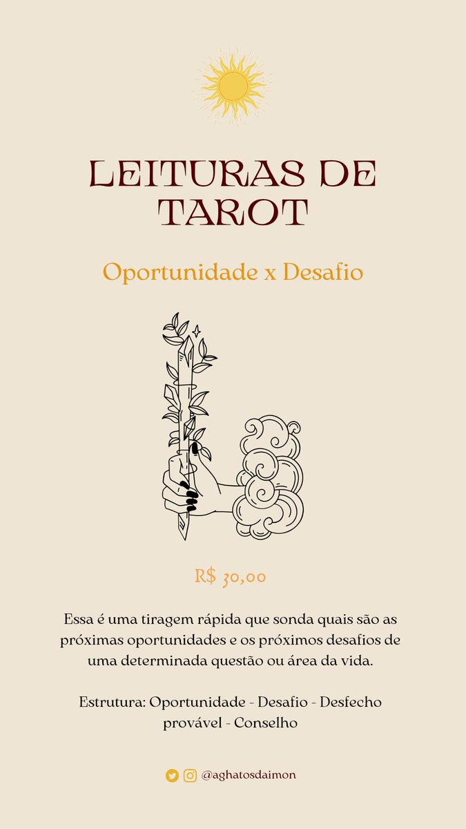 theseabells's tweet photo. 🔮✨ MEUS SERVIÇOS ORACULARES 🔮✨

Com o tarô, você consegue explorar as possibilidades de uma questão, uma área da vida ou mesmo várias, te ajudando a tomar decisões mais conscientes ⬇️ https://t.co/fs1SHEQt1r