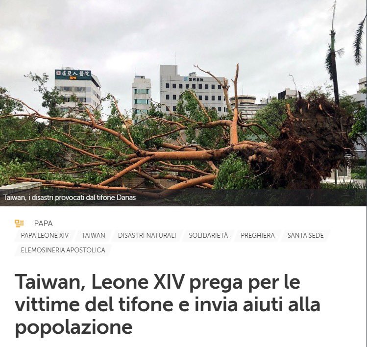 chia_lung's tweet image. Deeply grateful to @Pontifex for praying for Taiwan and offering aid after Typhoon Danas. His compassion transcends borders, bringing warmth and hope to those affected. Thank you for standing with us in this difficult time.
