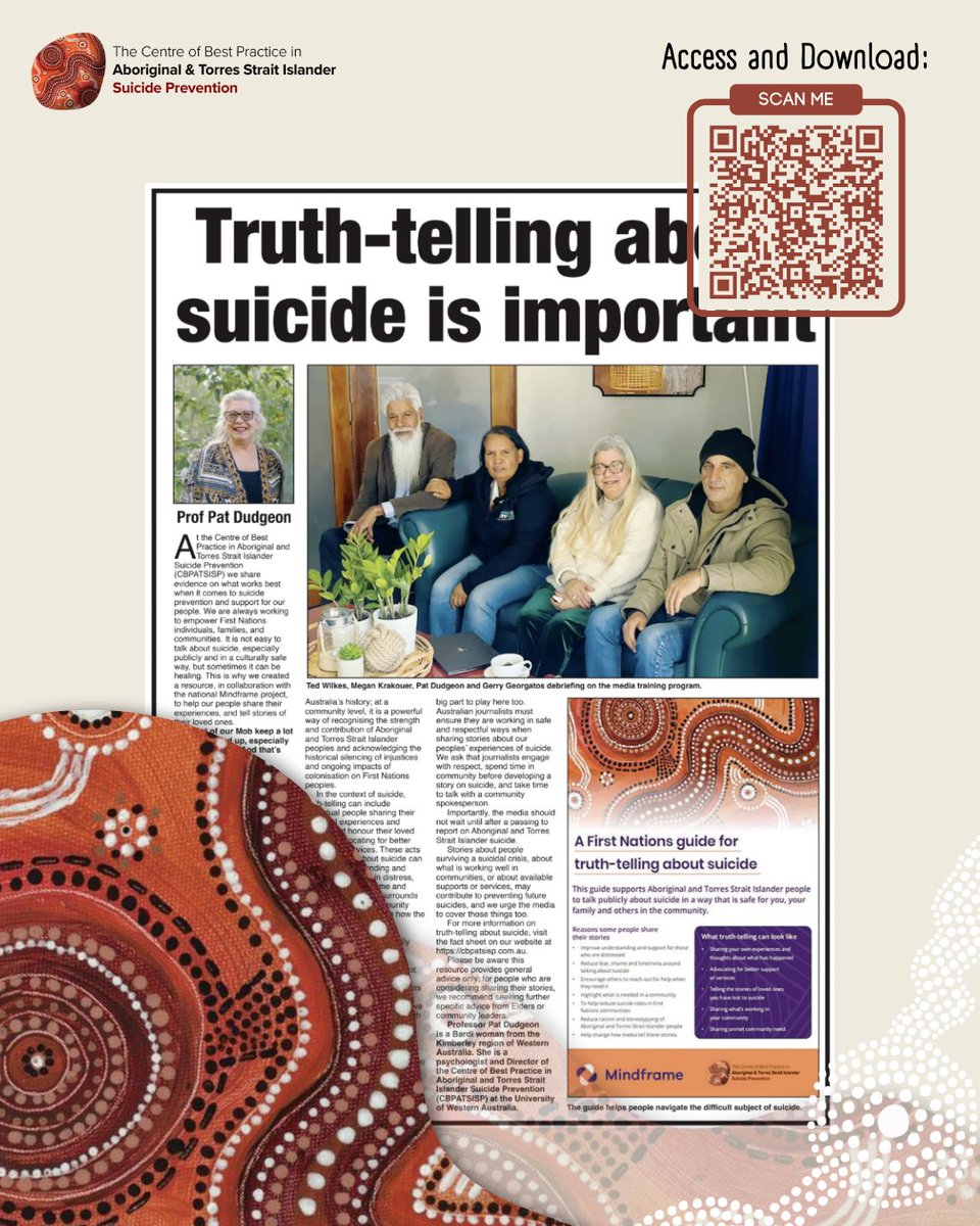 Centre of Best Practice ๐ค ๐ โค๏ธ Prevention ๐ ๐ (@cbpatsisp) on Twitter photo Our latest column is out now in the Koori Mail! ๐
๐ง๐ฟ๐๐๐ต-๐๐ฒ๐น๐น๐ถ๐ป๐ด ๐ฎ๐ฏ๐ผ๐๐ ๐๐๐ถ๐ฐ๐ถ๐ฑ๐ฒ ๐ถ๐ ๐ถ๐บ๐ฝ๐ผ๐ฟ๐๐ฎ๐ป๐
Read the full CBPATSISP column here ๐shorturl.at/vNLek
Read the full Koori Mail issue here ๐koorimail.com Our latest column is out now in the Koori Mail! ๐
๐ง๐ฟ๐๐๐ต-๐๐ฒ๐น๐น๐ถ๐ป๐ด ๐ฎ๐ฏ๐ผ๐๐ ๐๐๐ถ๐ฐ๐ถ๐ฑ๐ฒ ๐ถ๐ ๐ถ๐บ๐ฝ๐ผ๐ฟ๐๐ฎ๐ป๐
Read the full CBPATSISP column here ๐shorturl.at/vNLek
Read the full Koori Mail issue here ๐koorimail.com