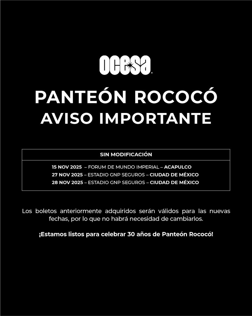 ⚠️ Para mayor información comunicarse a <a href="/Ticketmaster_Me/">Ticketmaster México</a> o <a href="/eticket/">ETICKET</a> según sea el caso.