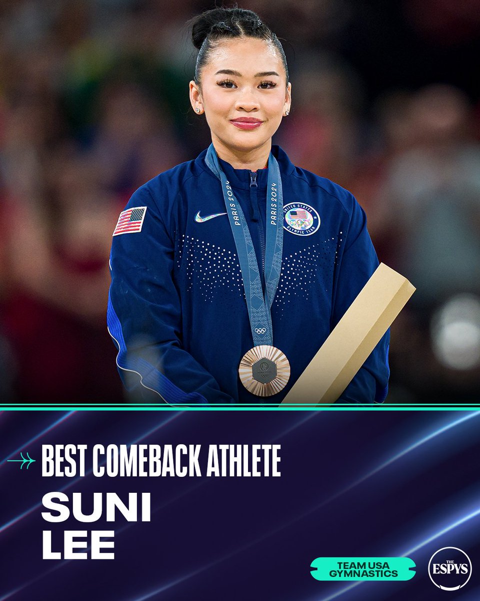 espn's tweet image. BEST COMEBACK ATHLETE GOES TO OLYMPIC GOLD MEDALIST SUNI LEE ⭐