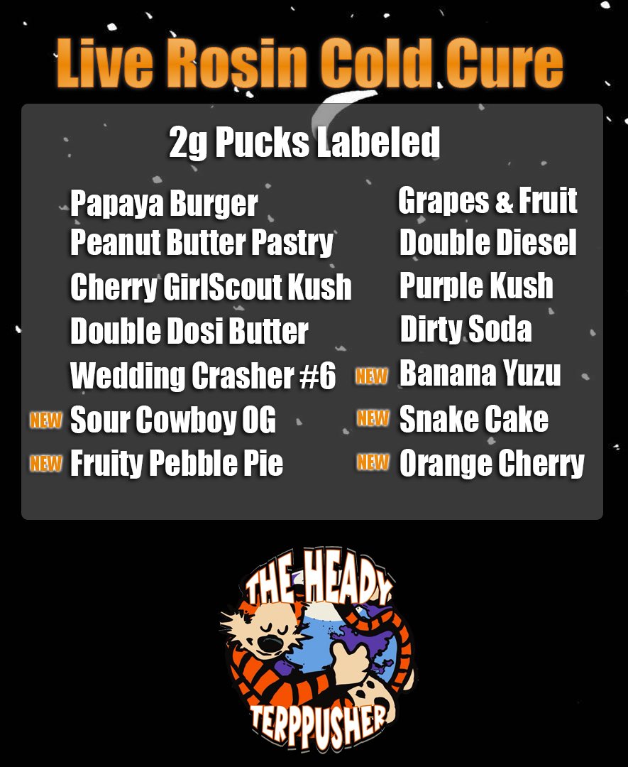therealhtp503's tweet image. TheHeadyTerpPusher - Live Rosin Menu | 73-159u | July 2025
headyterppusher.com