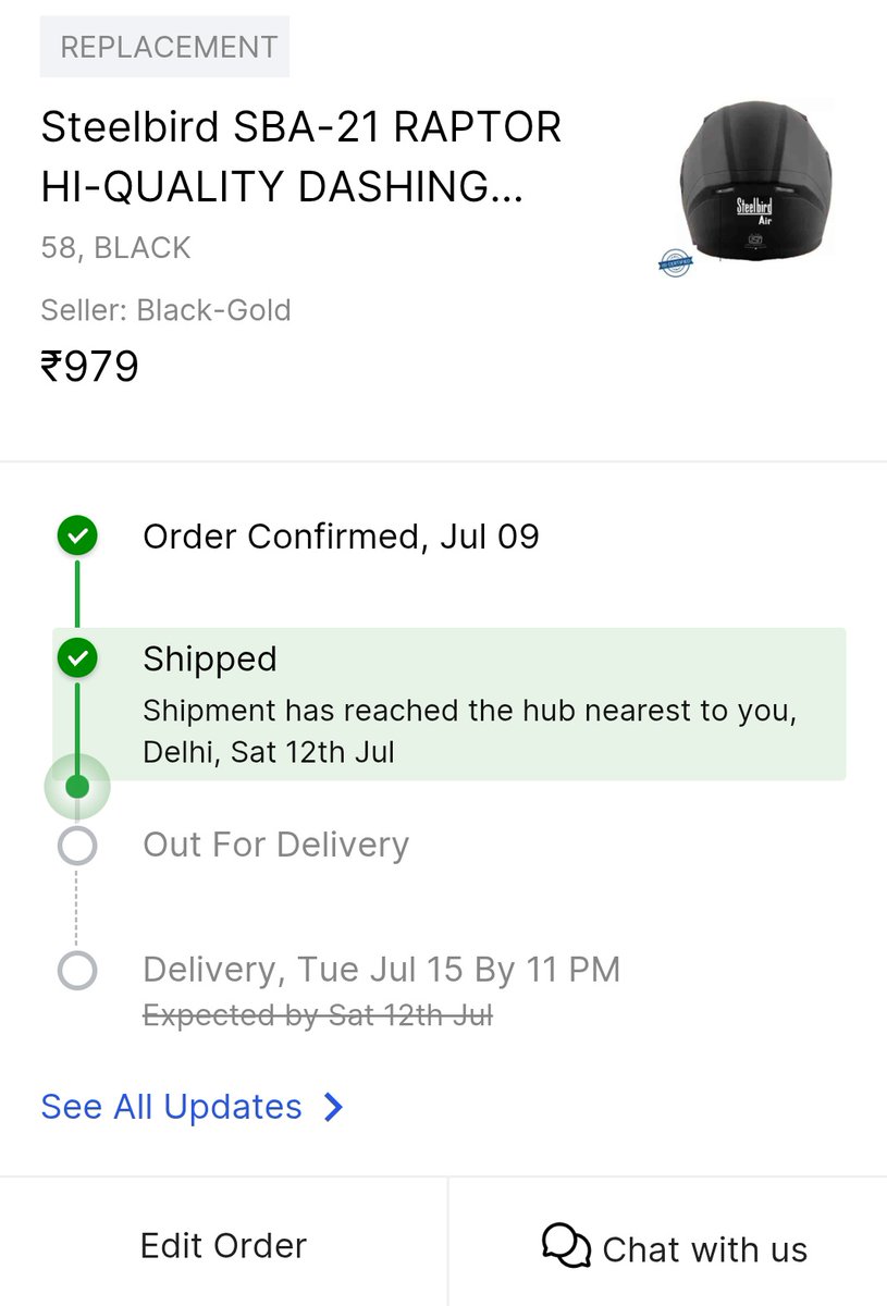 Where is my order?
My order sift 12 to 15 July but not delivered yet
Why delay ?
Who is responsible ?
Wrost service no any help by Flipkart 😔
<a href="/flipkartsupport/">FlipkartSupport</a>
<a href="/_Kalyan_K/">Kalyan Krishnamurthy</a>