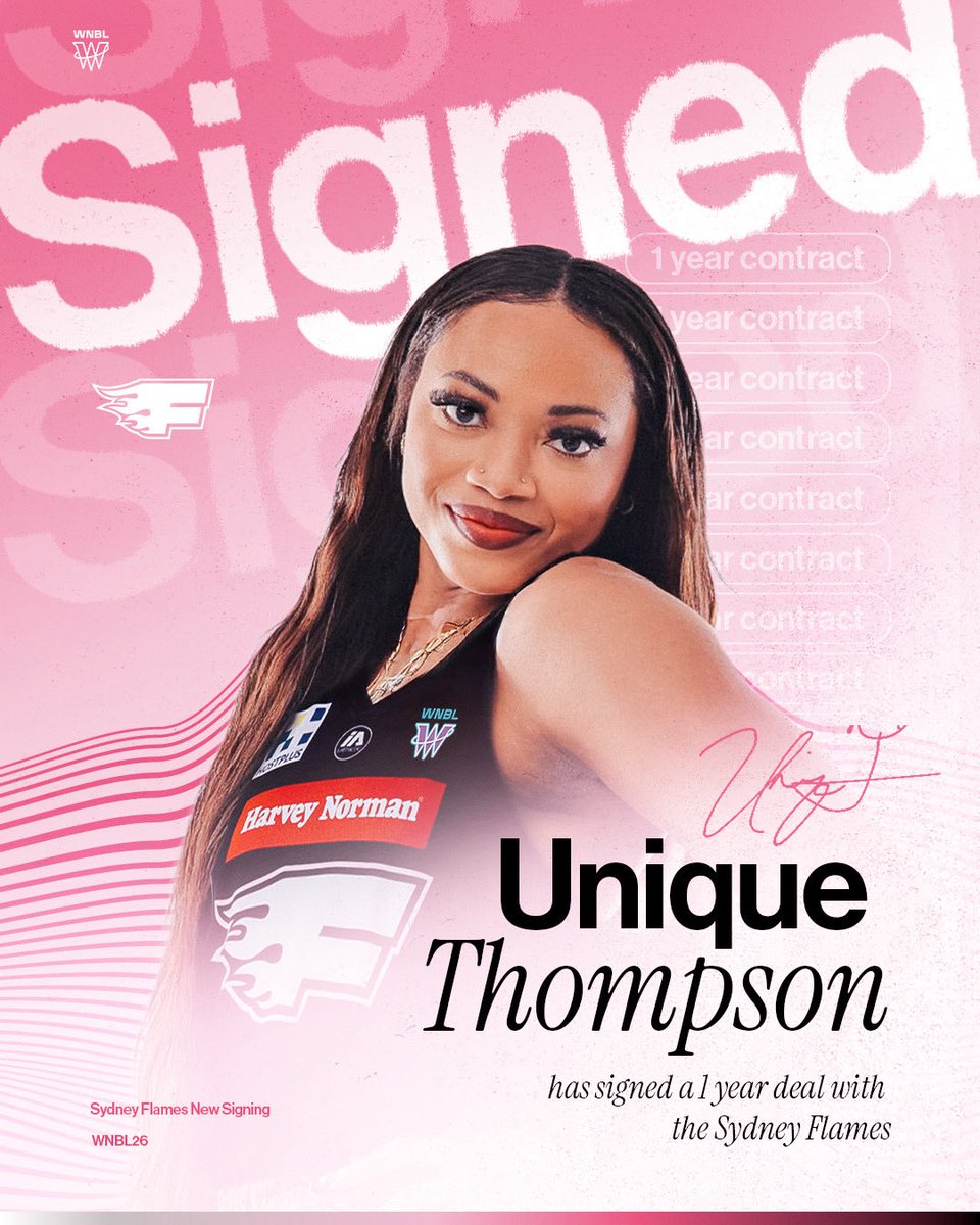 TheSydneyFlames's tweet image. SHE'S BRINGING HER UNIQUE FLAIR TO SYDNEY 🔥
The Sydney Flames are excited to announce that our second import for the fast-approaching #WNBL26 season will be Unique Thompson.
📰: sydflames.com/mwn88rch
#BringTheHeat