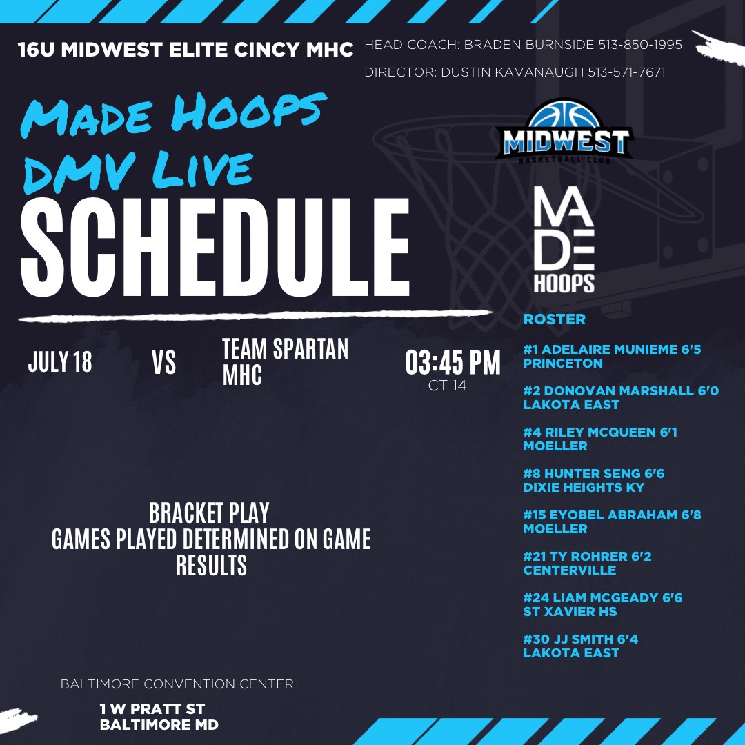Midwest Elite Cincy MHC (@midwestelitemhc) on Twitter photo Schedule for 16u and 17u Midwest Elite Cincy at Made Hoops Finales
<a href="/madehoops/">MADE Hoops</a> <a href="/ekess33_MADE/">Eric Kessler Jr.</a> <a href="/Trentw_23/">Trent Watson 💎</a> <a href="/ChaeseVaudrin/">Chaese Vaudrin</a> <a href="/MiddieDK/">Dustin Kavanaugh</a> Schedule for 16u and 17u Midwest Elite Cincy at Made Hoops Finales
<a href="/madehoops/">MADE Hoops</a> <a href="/ekess33_MADE/">Eric Kessler Jr.</a> <a href="/Trentw_23/">Trent Watson 💎</a> <a href="/ChaeseVaudrin/">Chaese Vaudrin</a> <a href="/MiddieDK/">Dustin Kavanaugh</a>