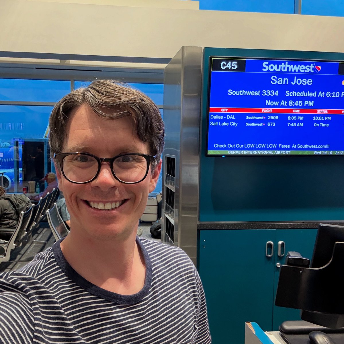 The flight is delayed, but I’m excited for my first time visiting #opensauce ✈️ #maker