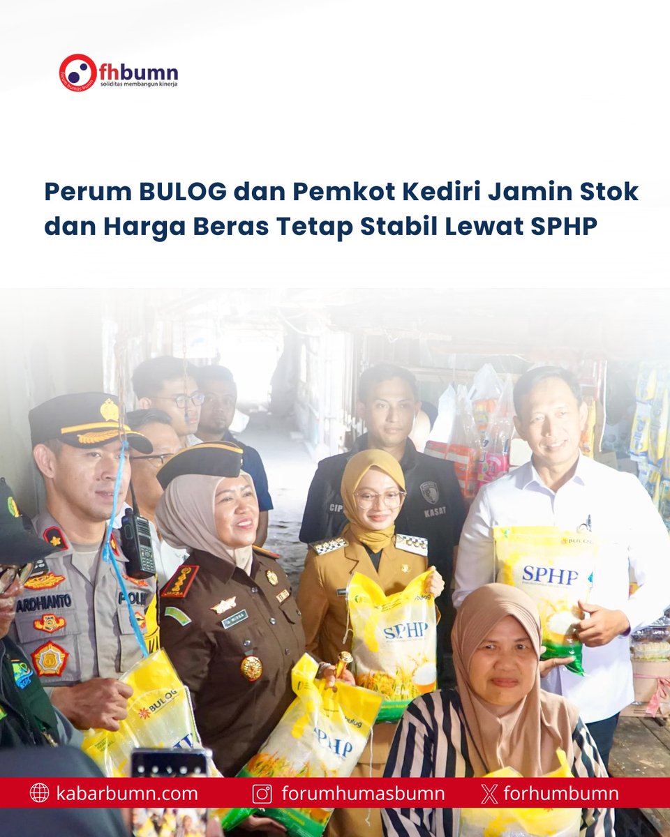 Sebagai langkah nyata dalam menjaga kestabilan pasokan dan harga beras di Kota Kediri, Direktur Utama Perum BULOG, Ahmad Rizal Ramdhani, bersama Wali Kota Kediri Vinanda Prameswati dan unsur Forkopimda, melakukan inspeksi mendadak (sidak) ke Pasar Setono Betek.