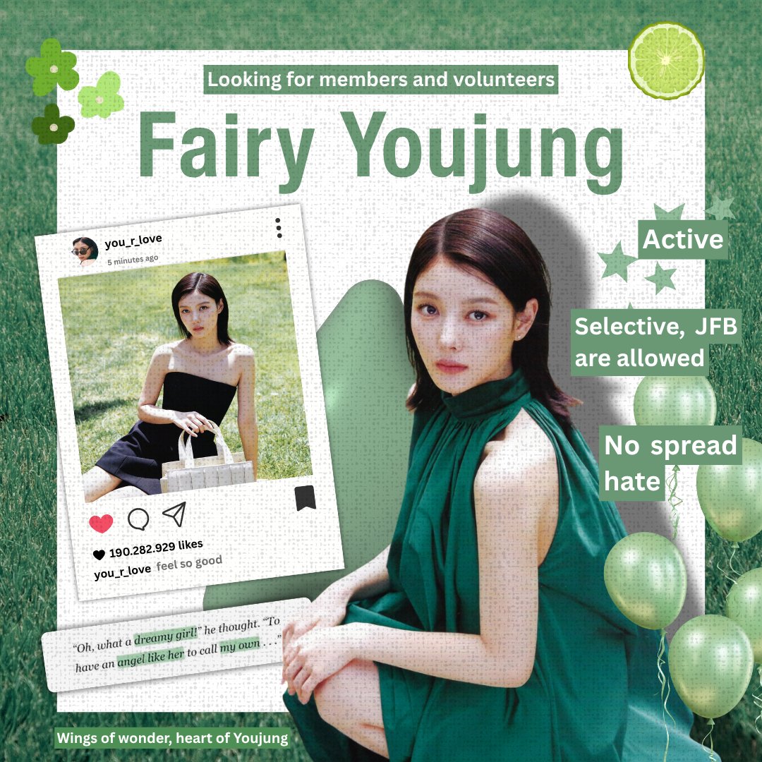FAIRYOUJUNG's tweet photo. 𝖠 𝗋𝖾𝗍𝗐𝖾𝖾𝗍 𝗐𝗂𝗅𝗅 𝖻𝖾 𝖺𝗉𝗉𝗋𝖾𝖼𝗂𝖺𝗍𝖾𝖽! ᯓ★

We are very happy to announce that 𝐅𝐀𝐈𝐑𝐘 𝐘𝐎𝐔𝐉𝐔𝐍𝐆 has opened the opportunity to become a volunteer for the upcoming birthday project, and we welcome all Kim Youjung roleplayers to join us! ۶ৎ https://t.co/T36e6MhgsT