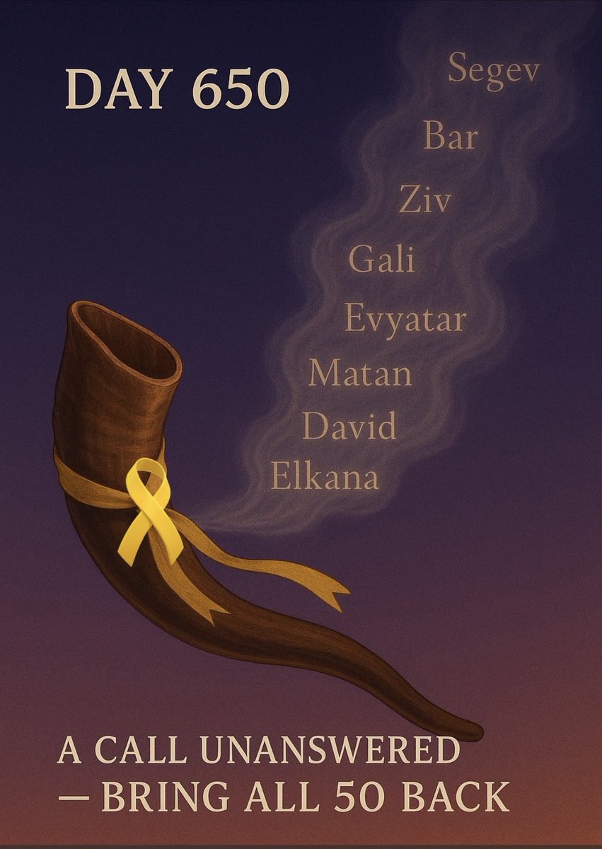 Day 650 🎗️
The shofar sounds a call that echoes through the silence.
Eight names rise on its breath, carried with every prayer, every hope.
The yellow ribbon reminds us: they are not forgotten.
We hold onto every name, every soul, until they all return home.
Bring All 50 Back