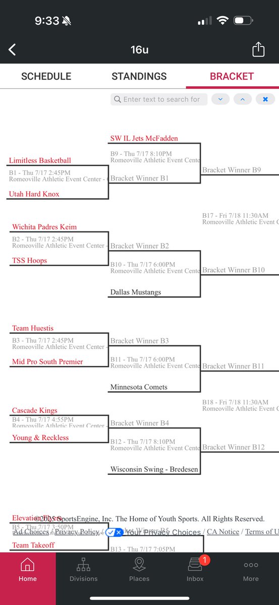 16U Bracket for this weekend! Great opportunity for this group!
