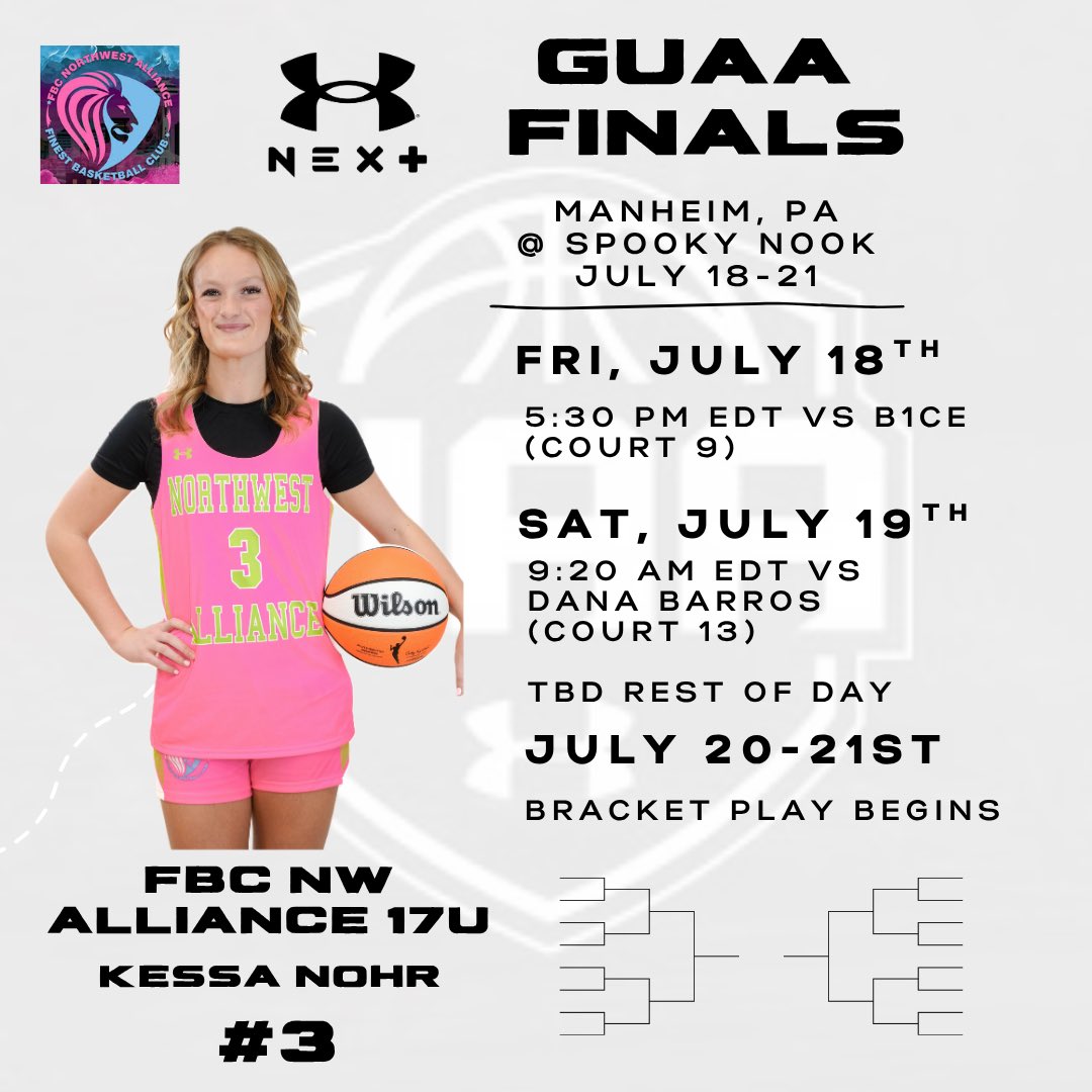 Excited for my last tournament of the summer!! 

Manheim, PA 
July 18-21 ‼️ 

<a href="/UANextGHoops/">Girls UAA</a>