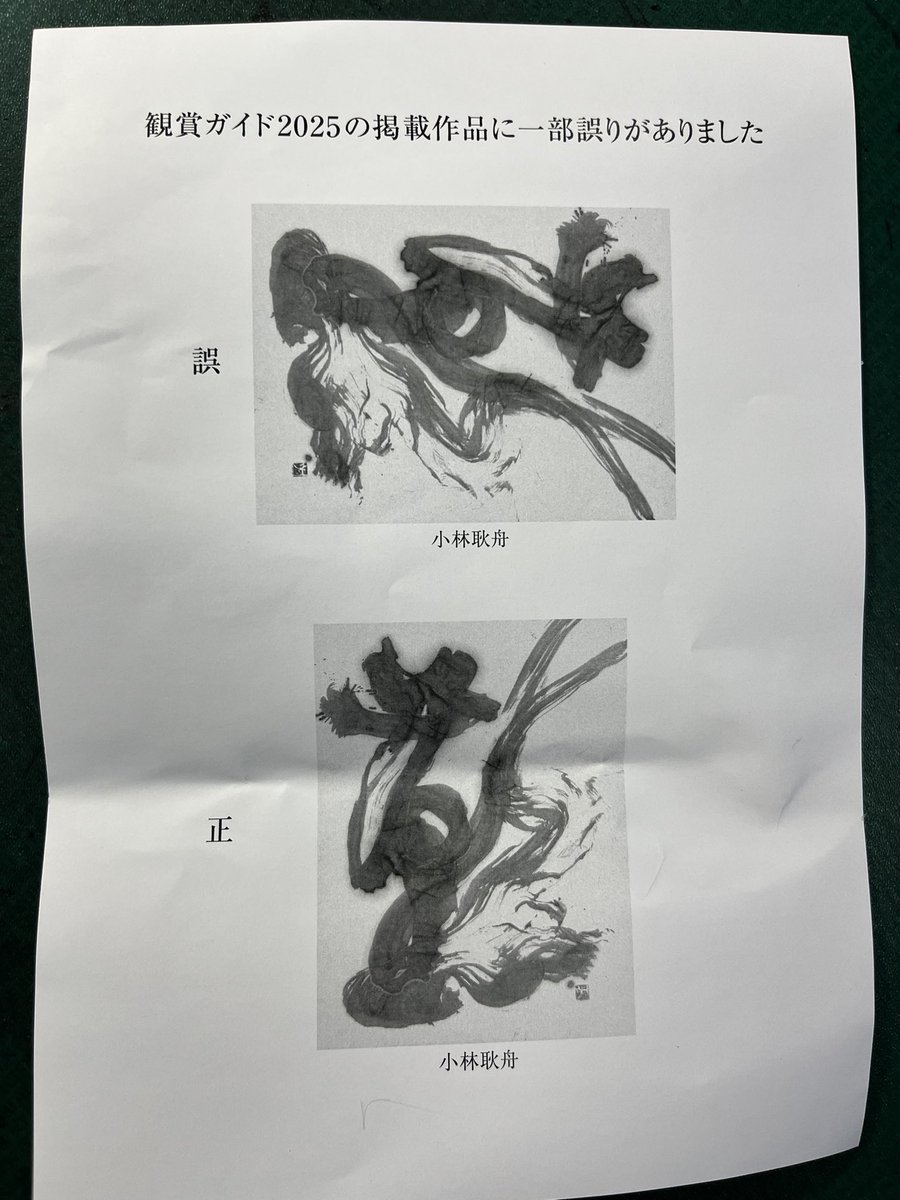 shinzihiramatsu's tweet image. 書道鑑賞が続いて…昨日は毎日書道展に行って来たよん❣️そしたら鑑賞ガイドに誤りがあったみたいで…タテヨコを間違えたんだって❗️そりゃあ読めないんだもの間違えるわな❗️(笑)それに比べて高校生の書は素直でいいなア〜❣️
