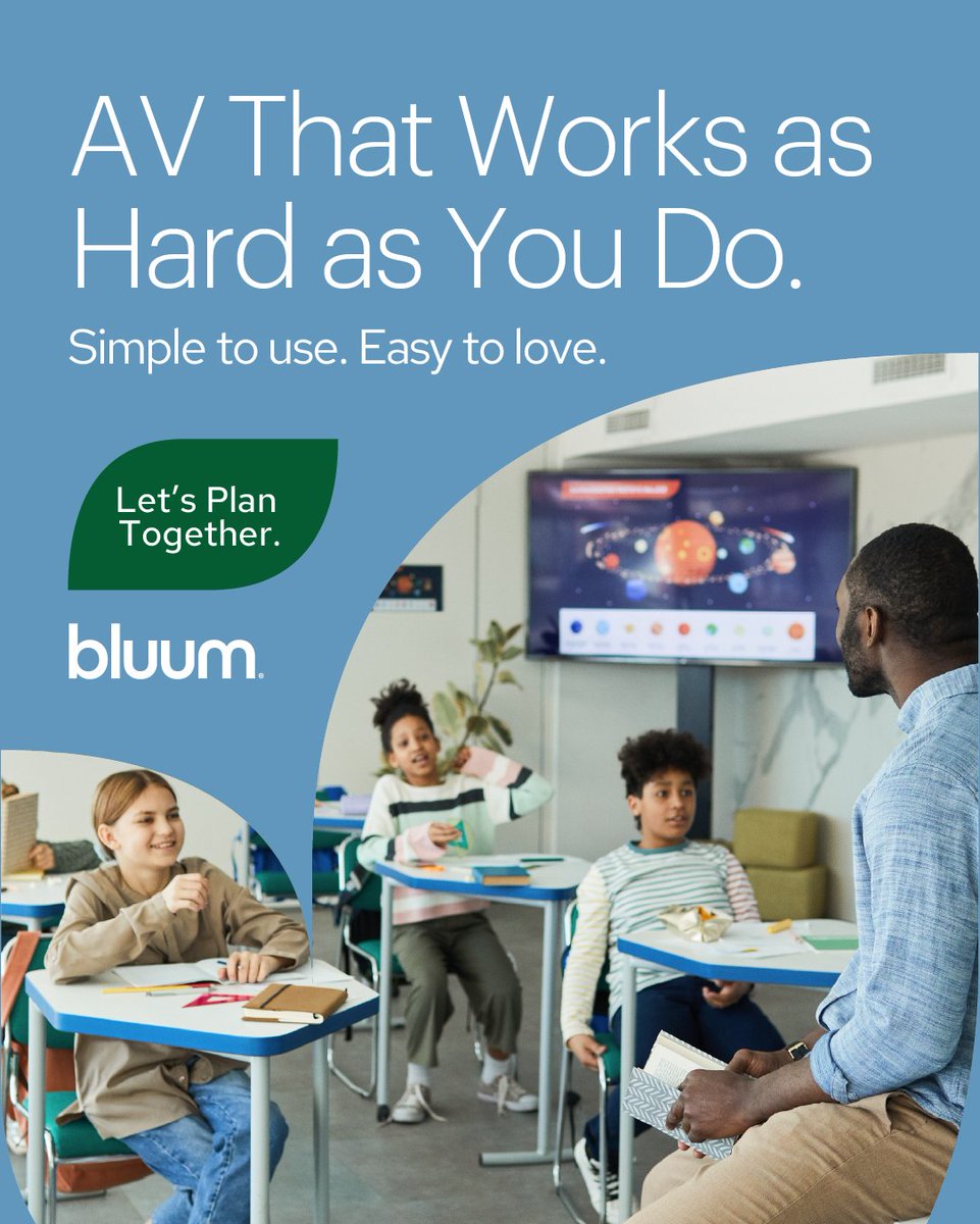 Bluum (@bluum_edtech) on Twitter photo You give it your all, your AV should, too.
From crystal-clear audio to seamless classroom displays, Bluum’s tech is built to support real teaching, every day.
🔗 Let’s plan together: bluum.com You give it your all, your AV should, too.
From crystal-clear audio to seamless classroom displays, Bluum’s tech is built to support real teaching, every day.
🔗 Let’s plan together: bluum.com