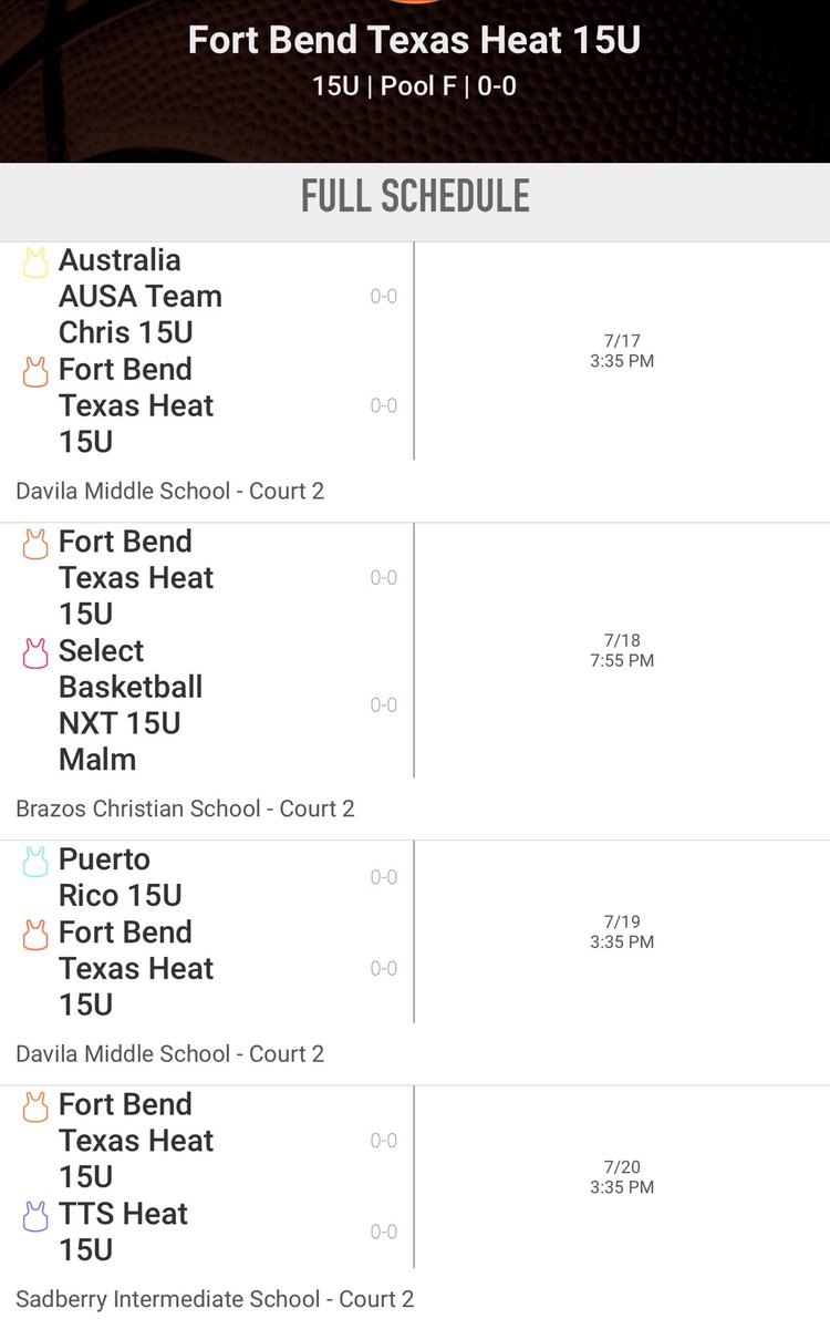Fbtxheat (@fortbendtxheat) on Twitter photo We will be in Bryan, Texas starting tomorrow! Here’s the FULL schedule for our NXTPRO 15U Team! <a href="/bigsloan32/">Marcus Sloan</a> <a href="/djones8301/">Doug Jones</a> <a href="/RcsSports/">Jim Hicks</a> We will be in Bryan, Texas starting tomorrow! Here’s the FULL schedule for our NXTPRO 15U Team! <a href="/bigsloan32/">Marcus Sloan</a> <a href="/djones8301/">Doug Jones</a> <a href="/RcsSports/">Jim Hicks</a>