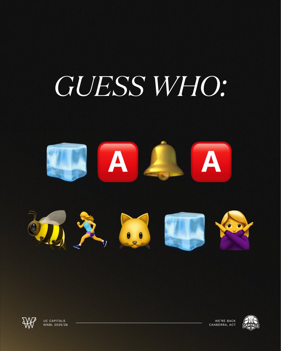 UCCapitals's tweet image. Today is World Emoji Day in case you hadn't heard and in honour, we've given you a hint to who our next player signing is... 👀
Can you guess who it is before the announcement drops tomorrow morning... 🪣
#EmojiDay #UCCapitals #WNBL #WomensBasketball