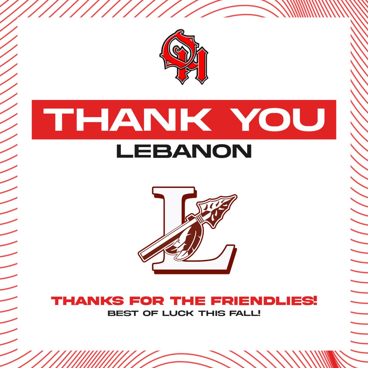 OakHillsWSOC's tweet image. Thank you Lebanon! Best of luck this fall!