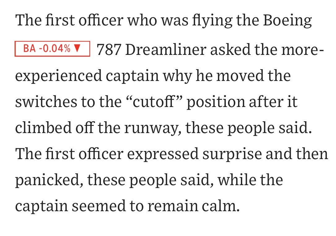 DavidDecosimo's tweet image. As @nathanfielder would predict, the tragic Air India crash may have been caused by bad communication between the co-pilot & pilot: The shocked co-pilot asked why the pilot turned off the fuel switches, only for the pilot to deny he'd done so & act like everything was fine.
