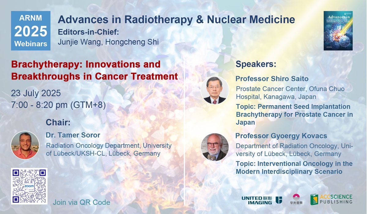 Advances in Radiotherapy & Nuclear Medicine (ARNM) (@arnm_asp) on Twitter photo 📢 Join us for the ARNM 2025 Webinars: "Brachytherapy: Innovations and Breakthroughs in Cancer Treatment" on 23 July, 2025! 
🔗Zoom Link: zoom.us/j/96125604347?…
👉Meeting Number:961 2560 4347
🔑Password:149413 📢 Join us for the ARNM 2025 Webinars: "Brachytherapy: Innovations and Breakthroughs in Cancer Treatment" on 23 July, 2025! 
🔗Zoom Link: zoom.us/j/96125604347?…
👉Meeting Number:961 2560 4347
🔑Password:149413